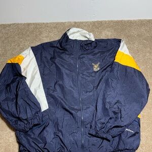 Vintage champion Men's Navy Windbreaker Jacket with Yellow & White Accents